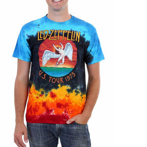 Led Zeppelin Tour 1975 Tie Dye metal rock Official T-Shirt 2XL XXL NWT